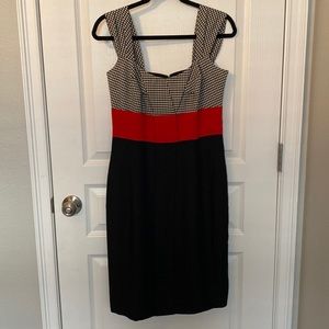 GUCCI BLACK WHITE GINGHAM COLOR BLOCK DRESS SIZE 44 or 8